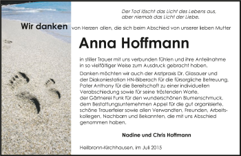 Traueranzeige von Anna Hoffmann 
