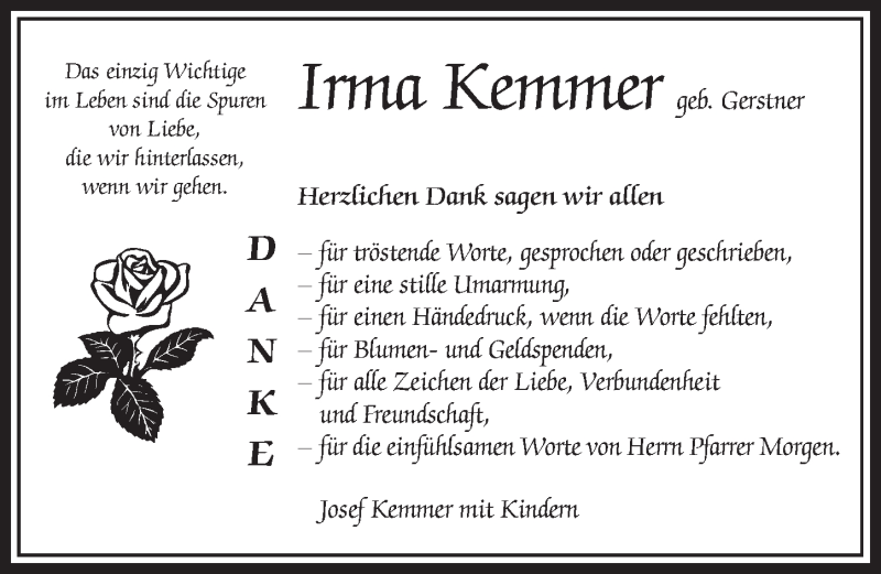  Traueranzeige für Irma Kemmer vom 05.03.2015 aus 