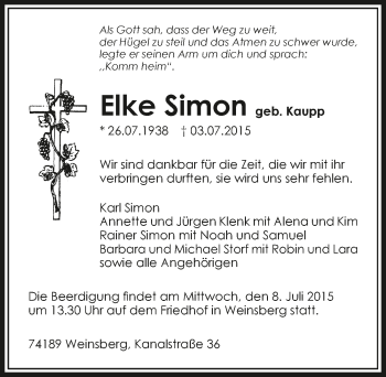 Traueranzeige von Elke Simon 