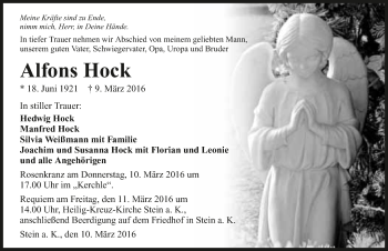 Traueranzeige von Alfons Hock 