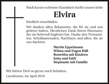 Traueranzeige von Elvira  