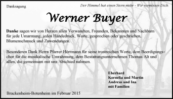 Traueranzeige von Werner Buyer 