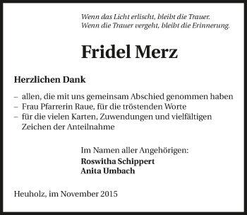 Traueranzeige von Frida Merz 