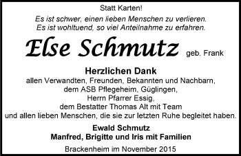 Traueranzeige von Else Schmutz 
