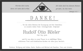 Traueranzeige von Rudolf Otto Rösler