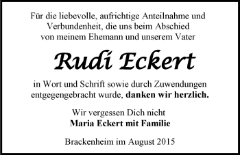 Traueranzeige von Rudi Eckert 
