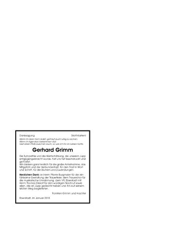 Traueranzeige von Gerhard Grimm 
