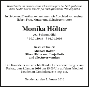 Traueranzeige von Monika Hölter 