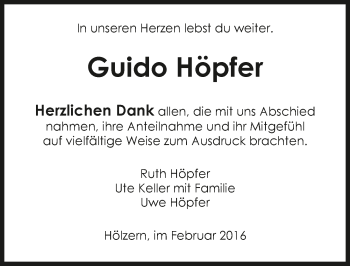 Traueranzeige von Guido Höpfer 