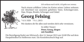 Traueranzeige von Georg Felsing 