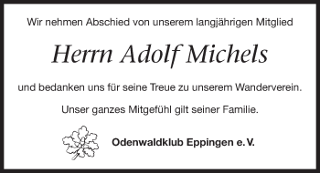 Traueranzeige von Adolf Michels 