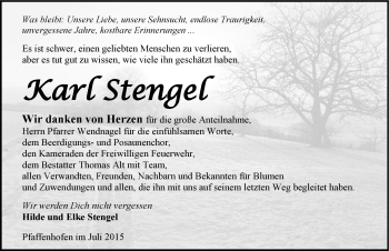 Traueranzeige von Karl Stengel 