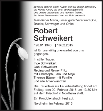 Traueranzeige von Robert Schweikert 