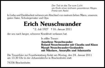 Traueranzeige von Roland Neuschwander 