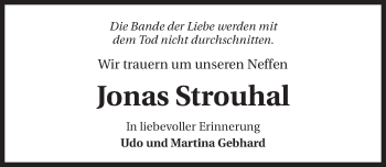 Traueranzeige von Jonas Strouhal 