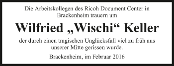 Traueranzeige von Wilfried Keller 