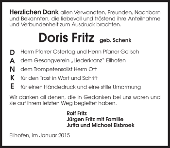 Traueranzeige von Doris Fritz 