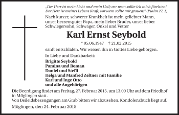 Traueranzeige von Karl Ernst Seybold 
