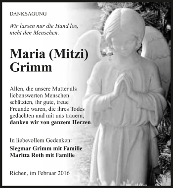 Traueranzeige von Maria Grimm 