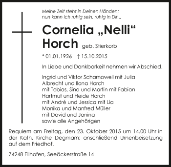 Traueranzeige von Cornelia Horch 