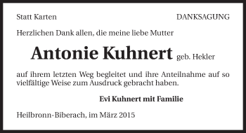Traueranzeige von Antonie Kuhnert 