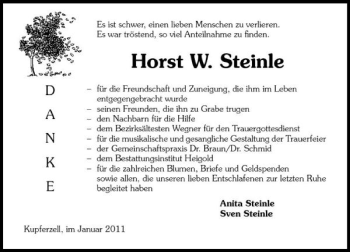 Traueranzeige von Horst W. Steinle 