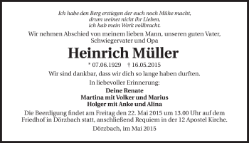 Traueranzeige von Heinrich Müller 