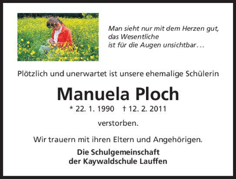  Traueranzeige für Manuela Ploch vom 16.02.2011 aus 