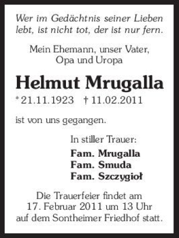 Traueranzeige von ist nicht tot Wer im Gedächtnis seiner Lieben lebt 