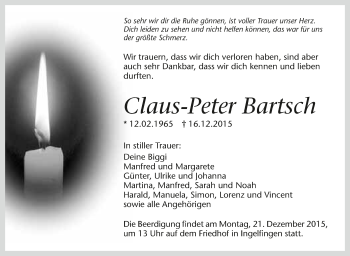 Traueranzeige von Claus-Peter Bartsch 