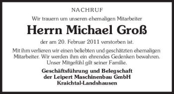 Traueranzeige von Michael Groß 