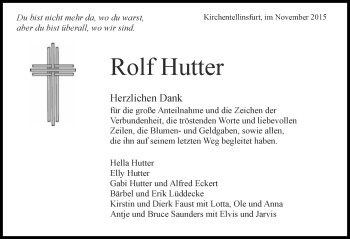 Traueranzeige von Rolf Hutter 