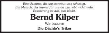 Traueranzeige von Bernd Kilper 