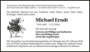 Traueranzeige von Michael Erndt 