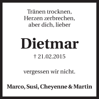 Traueranzeige von Dietmar Gebhardt 