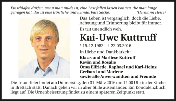 Traueranzeige von Kai-Uwe Kuttruff 