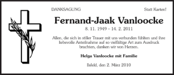 Traueranzeige von Fernand-Jaak Vanloocke 