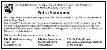 Traueranzeige von Petra Stammer 
