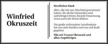 Traueranzeige von Winfried Okruszeit 
