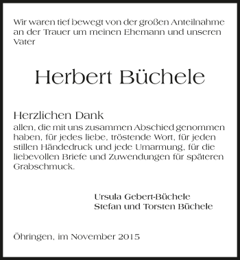 Traueranzeige von Herbert Büchele 