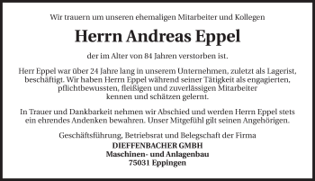 Traueranzeige von Andreas Eppel 