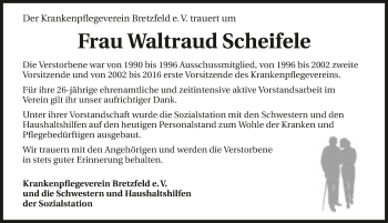 Traueranzeige von Waltraud Scheifele 