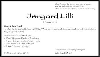 Traueranzeige von Irmgard Lilli 