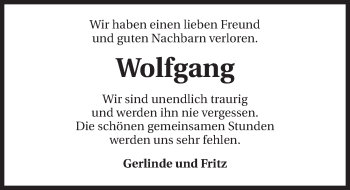 Traueranzeige von Wolfgang Luckert 