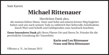 Traueranzeige von Michael Rittenauer 