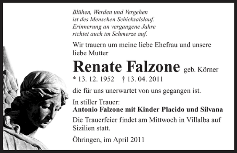  Traueranzeige für Werden und Vergehen ist des Menschen Schicksalslauf. E Blühen vom 18.04.2011 aus 