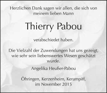 Traueranzeige von Thierry Pabou 