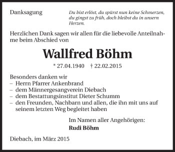 Traueranzeige von Wallfred Böhm 