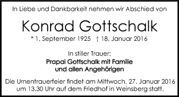 Traueranzeige von Konrad Gottschalk 