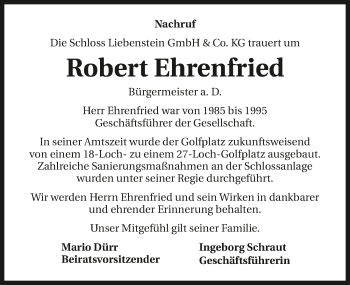 Traueranzeige von Robert Ehrenfried 